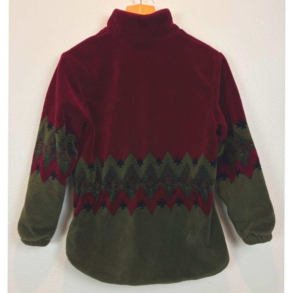 Cabela's Women Fleece Jacket Red Green Pine Tree Southwestern Cabin Outdoor L - Picture 3 of 9